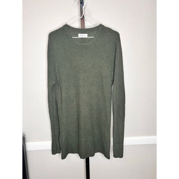 The Rail Nordstrom Men’s Army Olive Green Thermal Waffle Knit Crewneck Sweater L - Picture 1 of 7